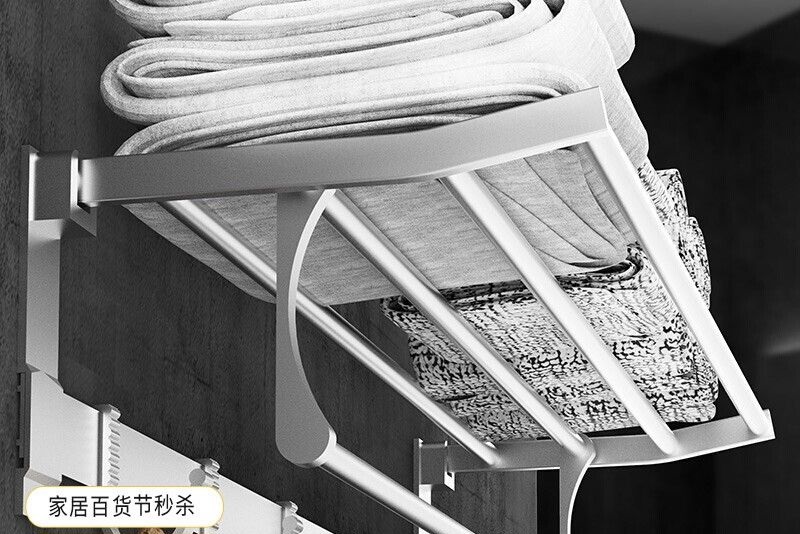 卫生间置物架毛巾架 免打孔太空铝厕所洗手间浴巾架毛巾杆 浴室置物架 免打孔双层毛巾架60cm？