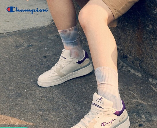 Champion冠军夏季新款刺绣Logo拼色厚底低帮板鞋Essentials系列男女同款 白/北极灰男 41