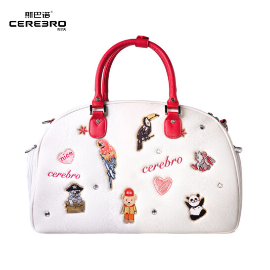 cerebro /斯巴诺BB5113高尔夫球衣物包女 时尚刺绣鞋包手提包衣服包 白色